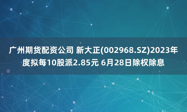 广州期货配资公司 新大正(002968.SZ)2023年度拟每10股派2.85元 6月28日除权除息