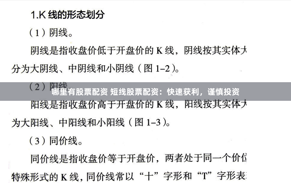 哪里有股票配资 短线股票配资：快速获利，谨慎投资